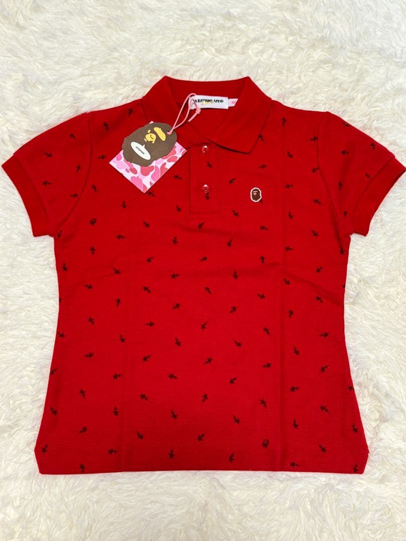 アベイシングエイプ ベイプスター ポロシャツ 赤 XXS 新品タグ付⭐︎BAPE