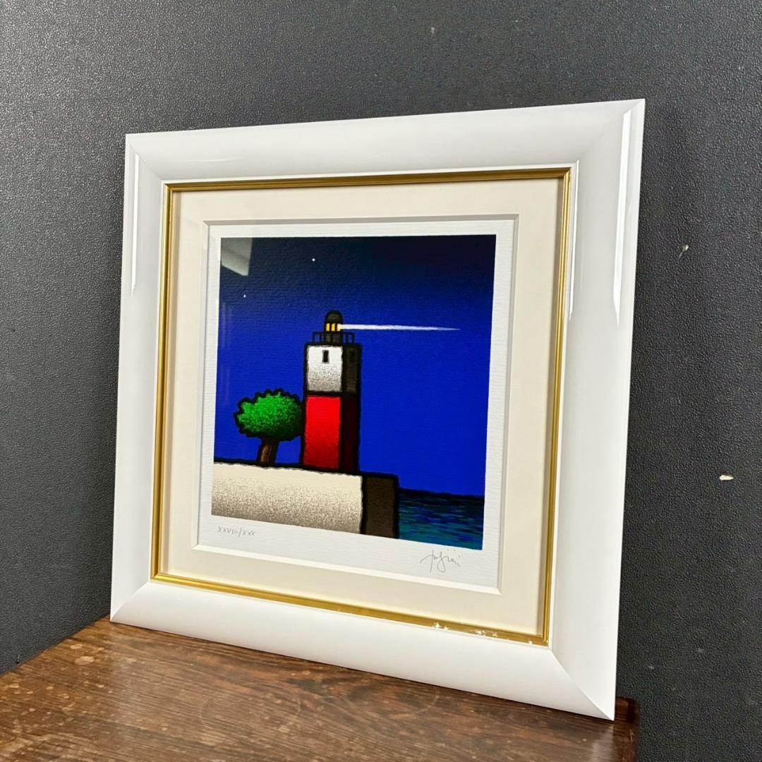 美品 ティノ・ステファノーニ「角柱灯台」シルクスクリーン 直筆サイン入 額縁入