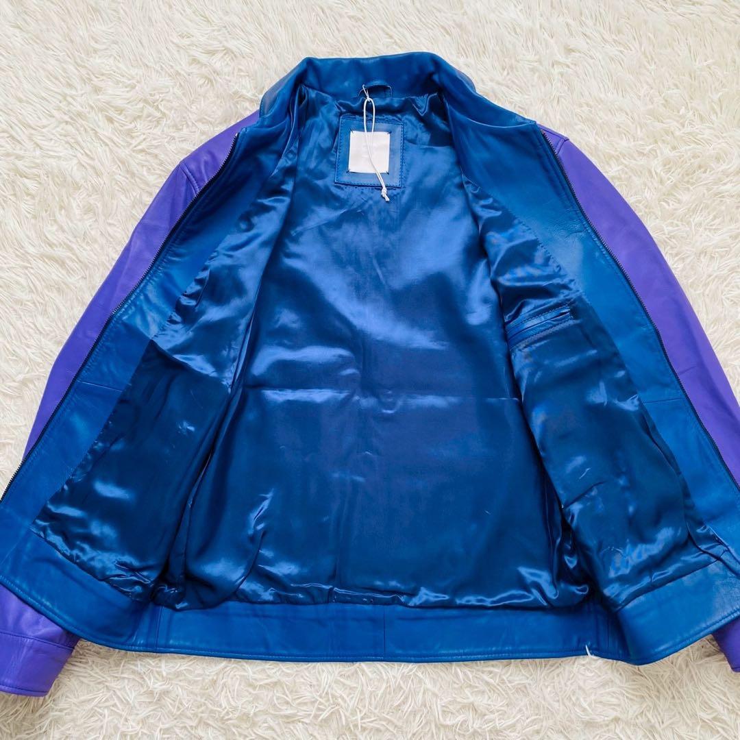 ユークス●未使用級/希少カラー●高級イタリア製ラムレザー バイカージャケット L