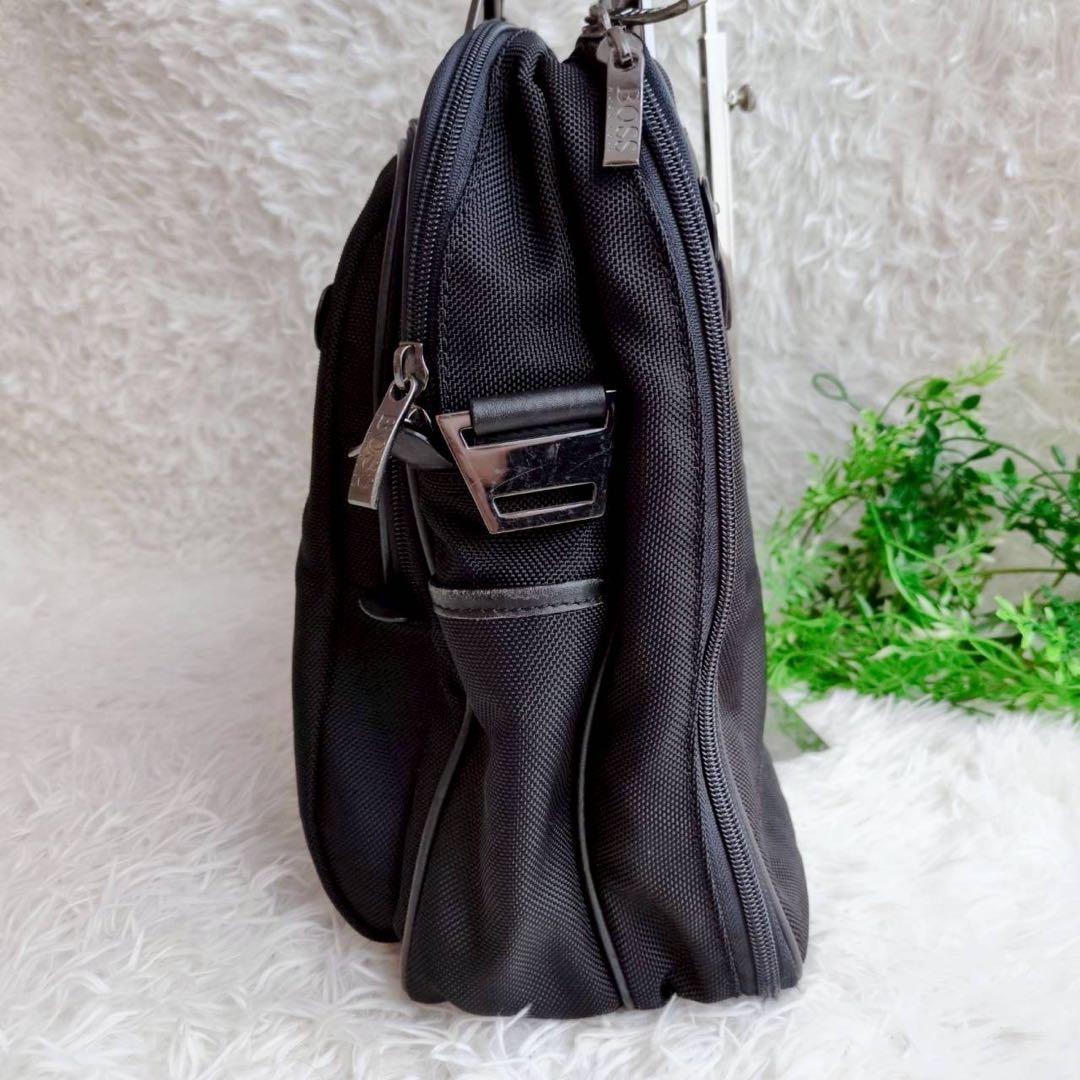 ◾︎美品◾︎ ヒューゴボス ビジネスバッグ 2way 2層 ロゴ ナイロン レザー