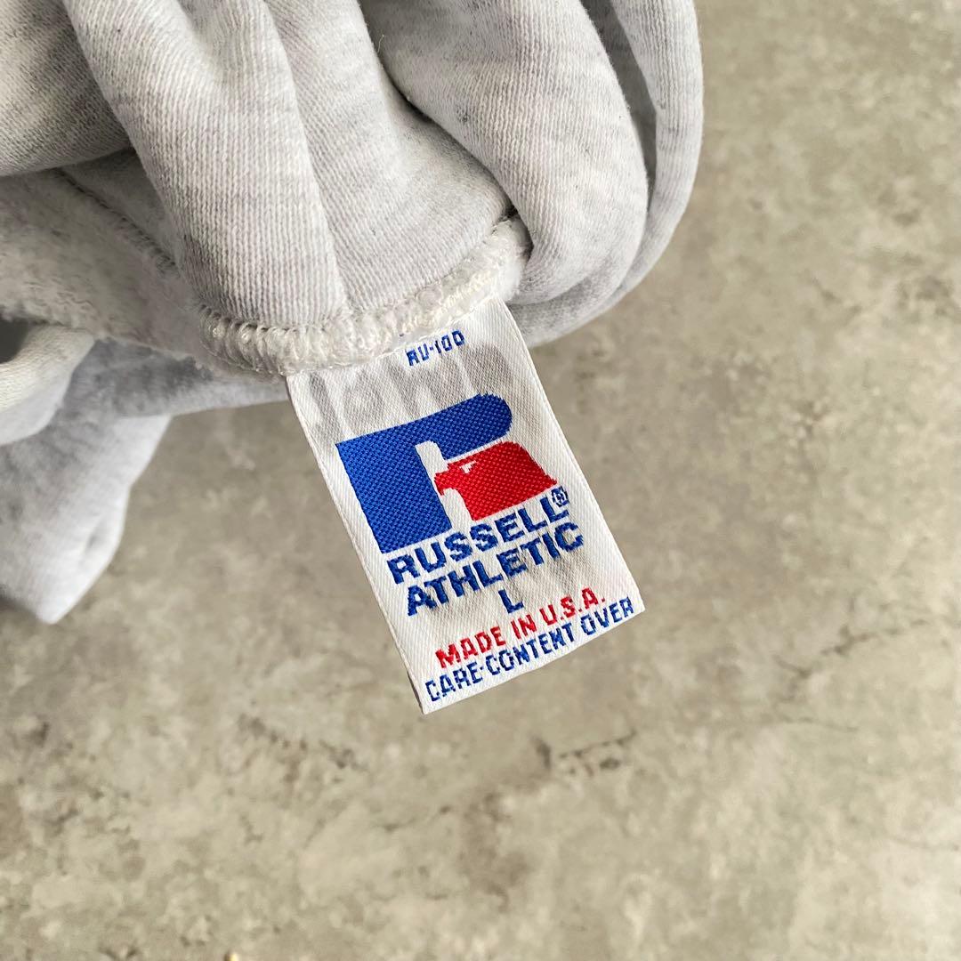神サイズ 90s ラッセル 無地 パーカー USA製 L シルバー グレー
