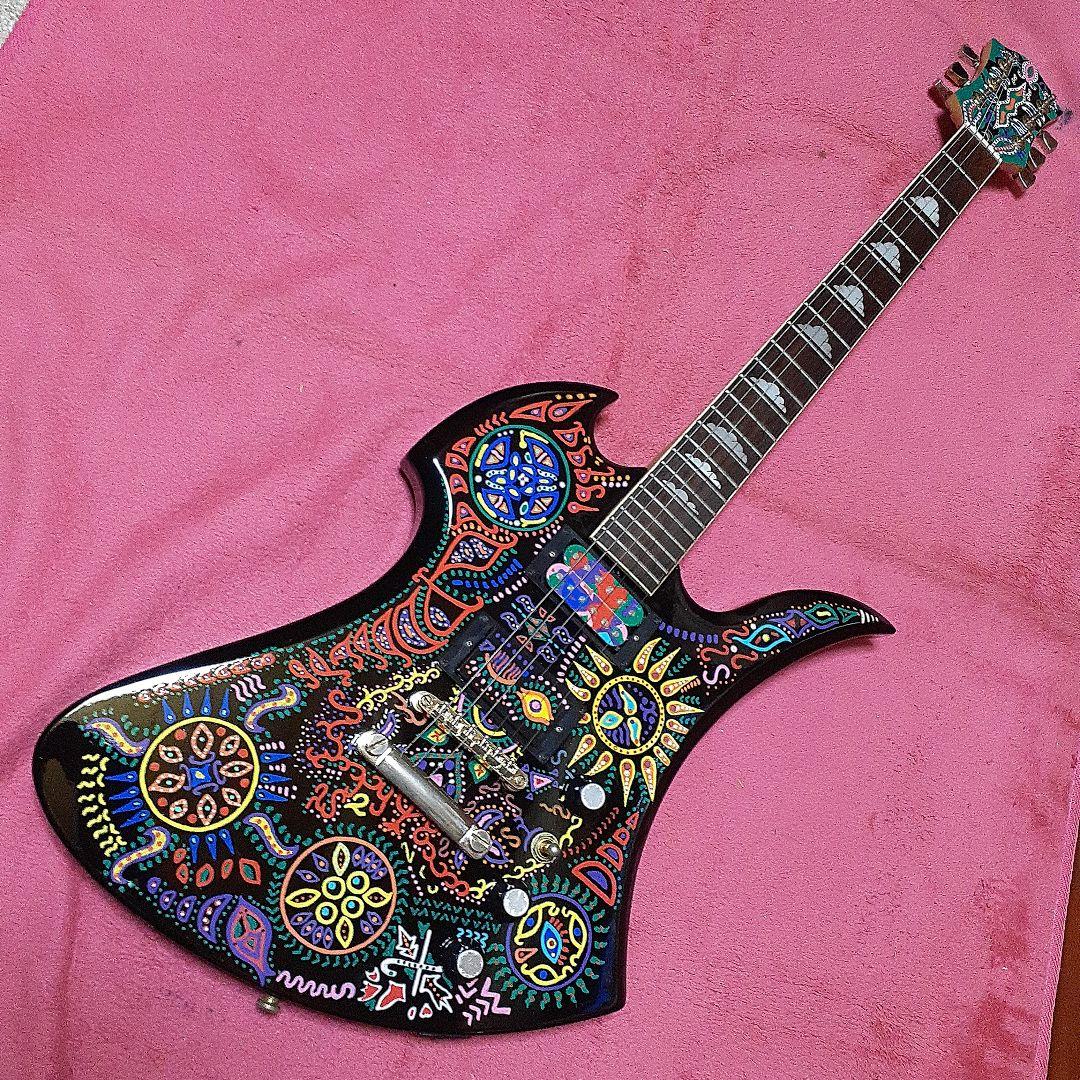 【良・美品】サイケペイント・hideモデル。モッキンバードエレキギター。