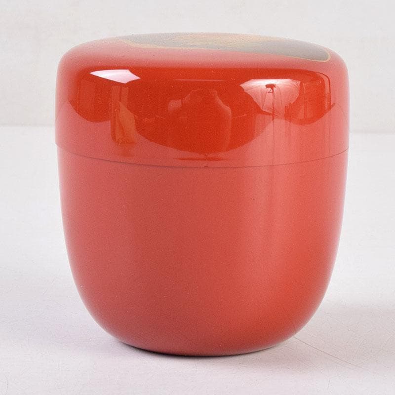 茶道具　竹内幸斎作　朱塗　貝雛蒔絵　中棗　共箱　V　8384