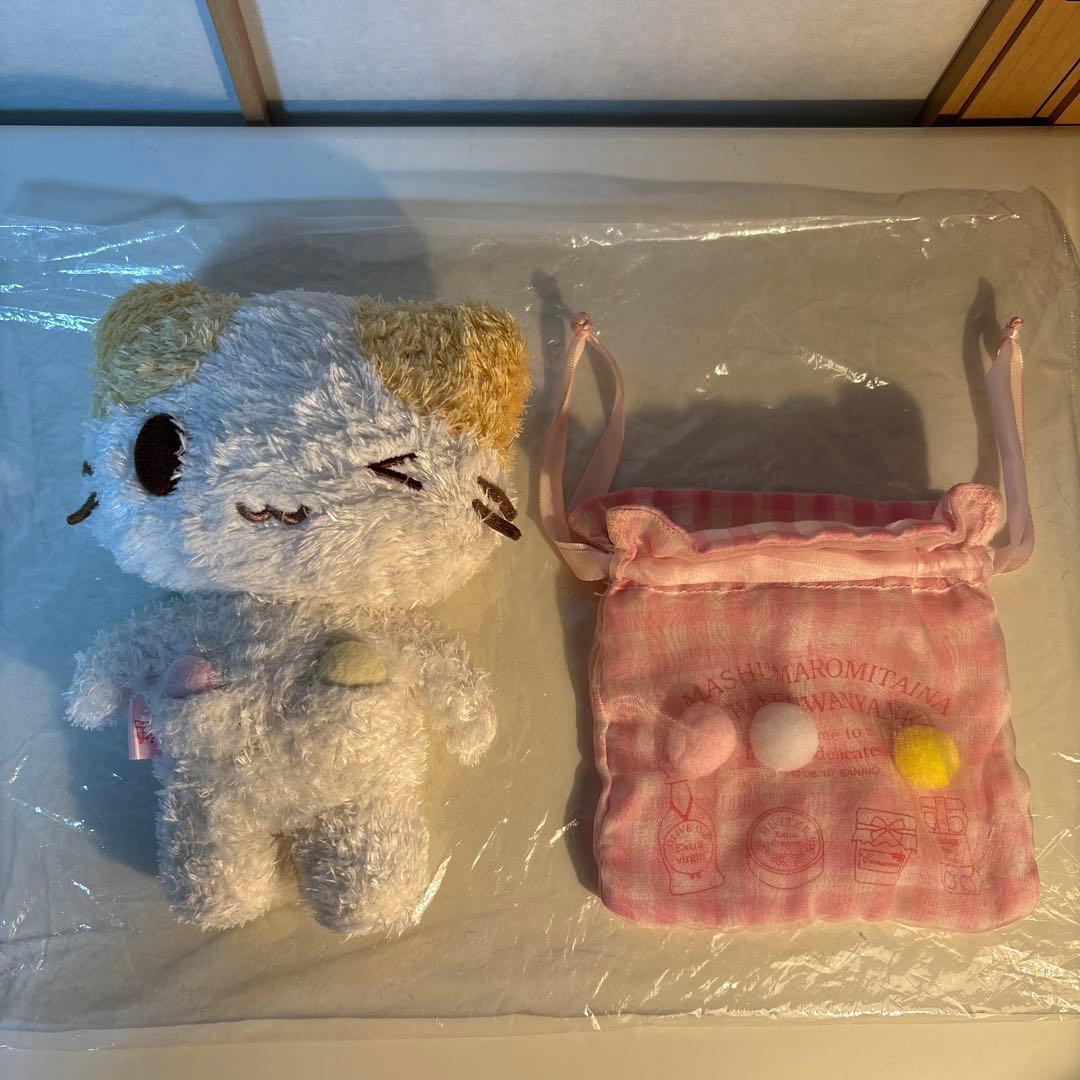激レア　平成レトロ　マシュマロみたいなふわふわにゃんこ ウィンク 巾着付