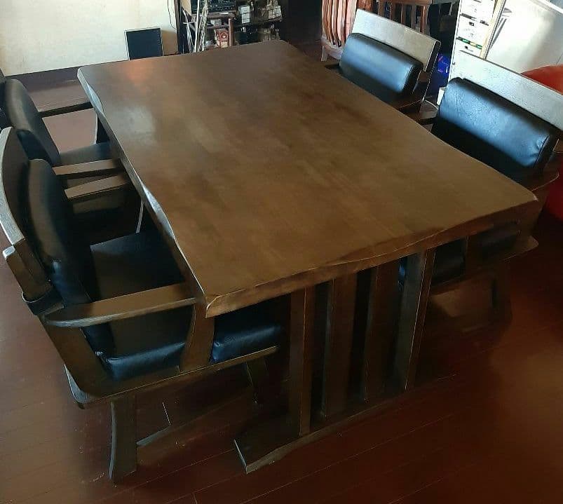 ダイニングテーブルセット　和モダン　4人掛け5点セット　肘付き回転椅子