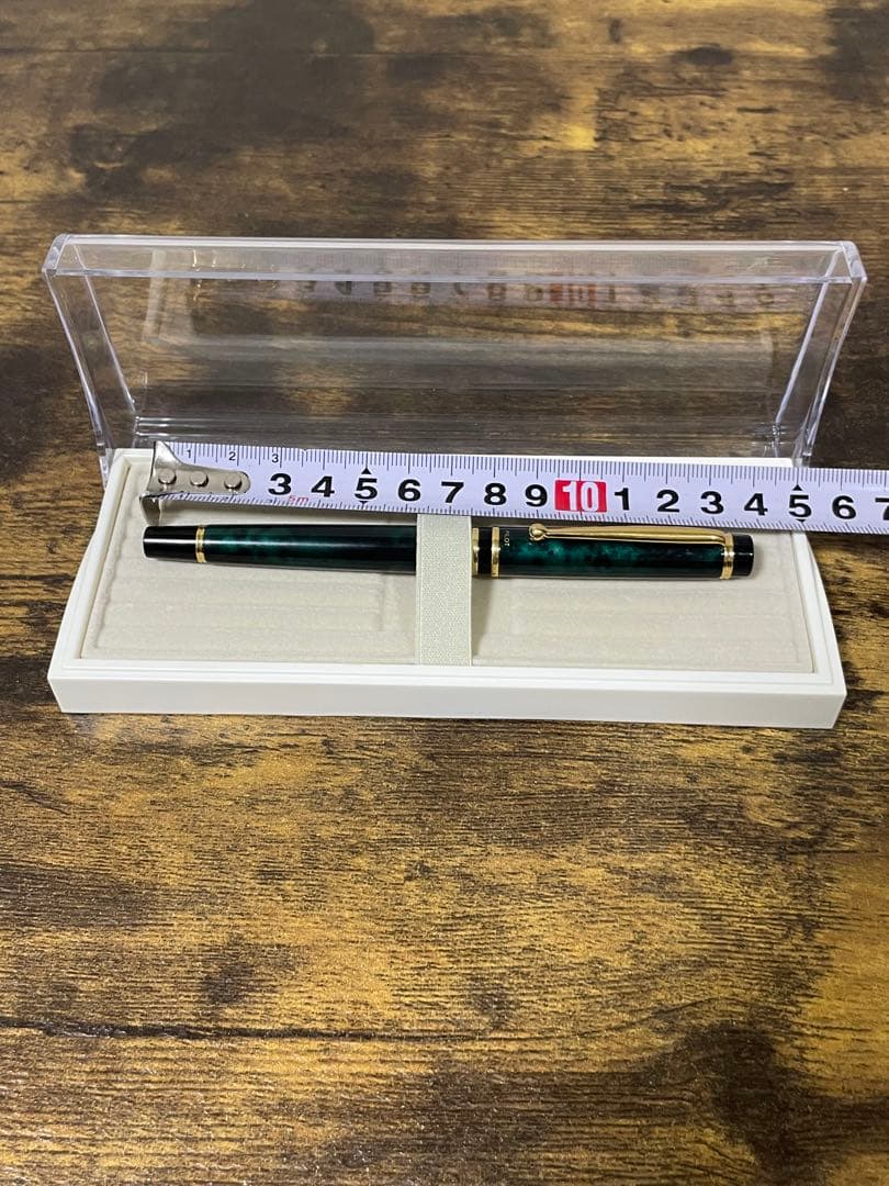 試筆のみ　1995年製　旧型　グランセ　14金　細字　グリーン　マーブル　万年筆