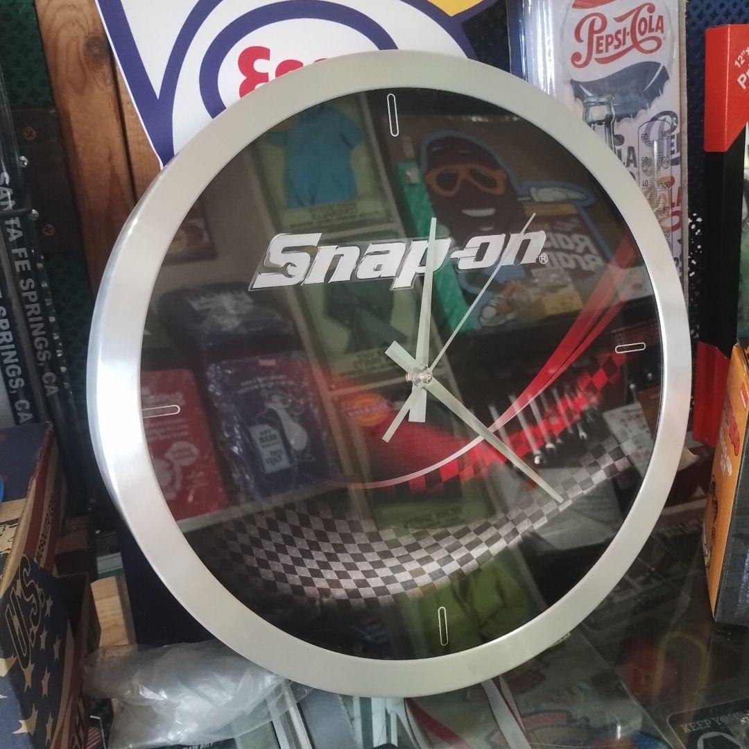スナップオン　アルミフレーム　ウォールクロック　チェッカーフラッグ　レーシング