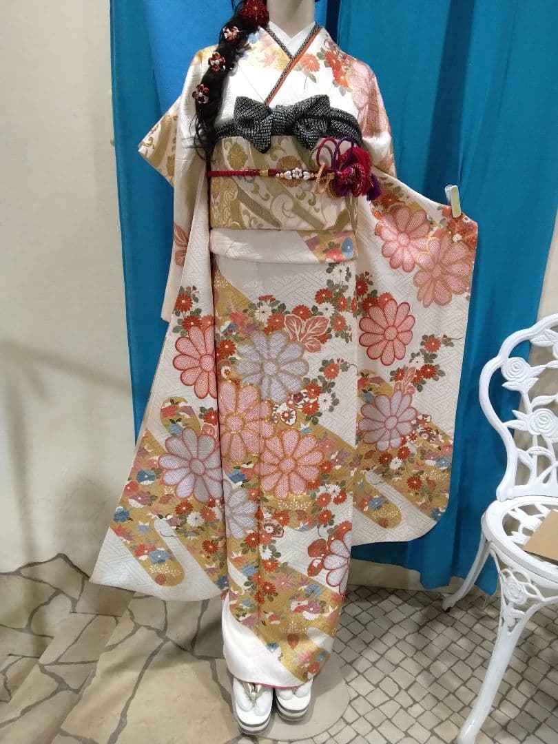 振袖フルセット、三越振袖成人式、重ね衿帯揚げ帯締め、西陣袋帯、襦袢、ガード加工