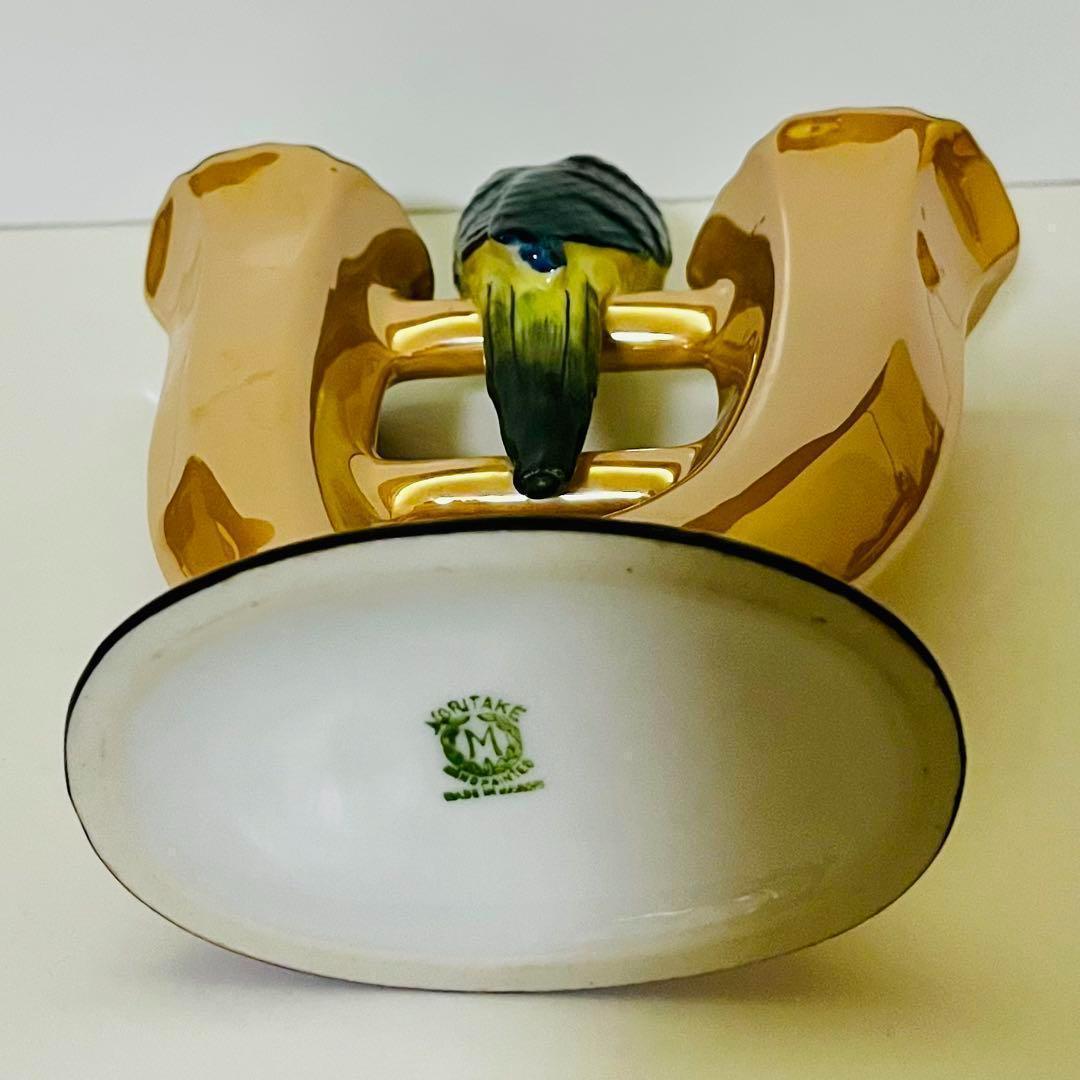 【オールドノリタケ/鳥/二輪挿し/花瓶】アールデコ/ラスター彩/フラワーベース