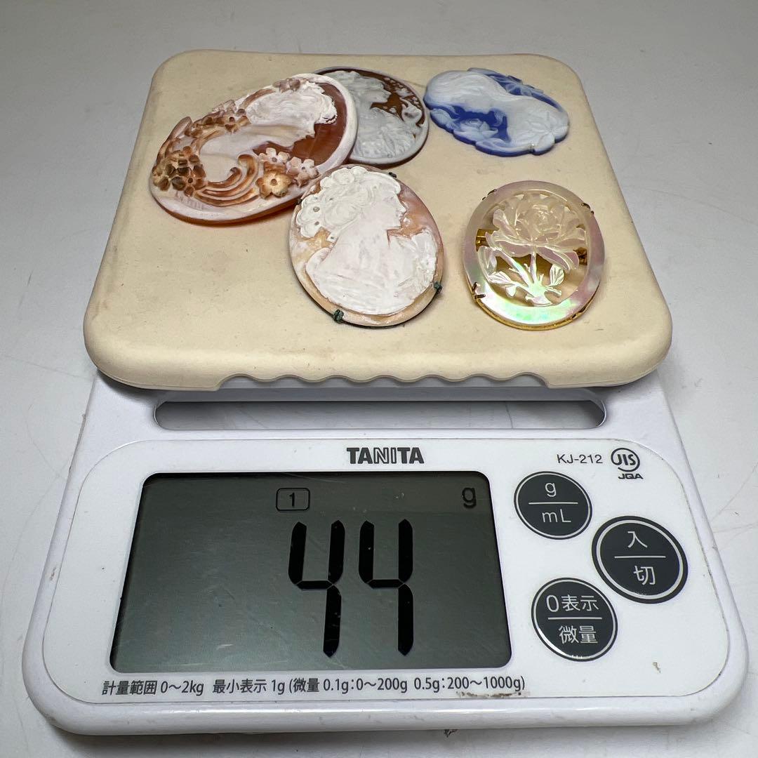 本シェルカメオ、ストーンカメオ上手物　タエチ　44g 東里8-0108☆2F