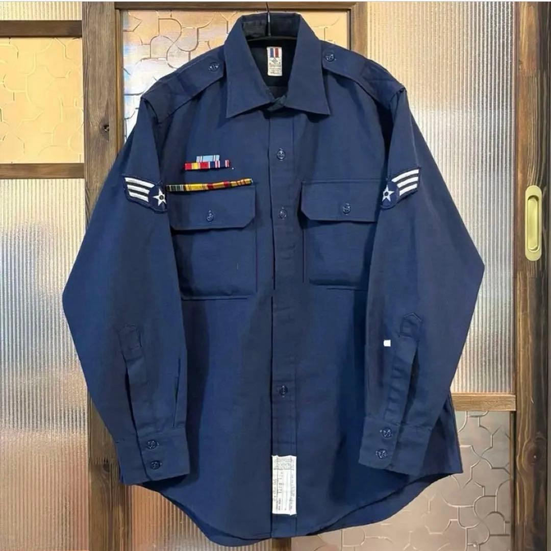 1969製　ヴィンテージ　US古着　アメリカ空軍　長袖シャツ　L ネイビー