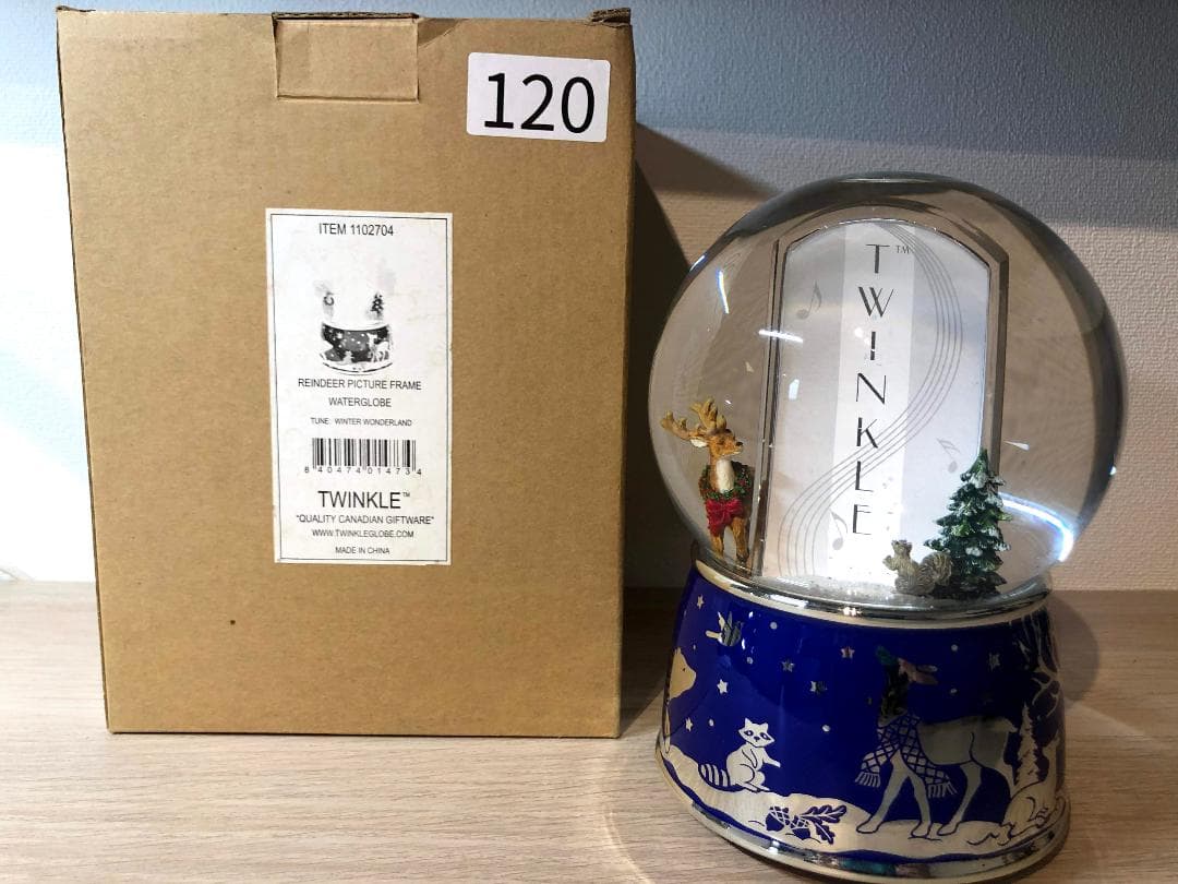 スノードーム│twinkle社製│トナカイと友達フォトフレーム│120