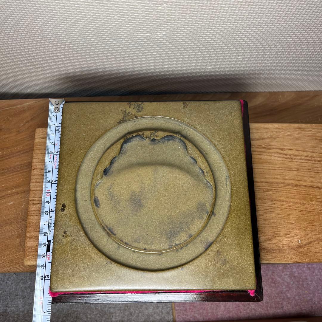 ⭕️澄泥硯　⭕️正方硯　中国　縁起の金運シンボル　ヒキガエル　色合い綺麗