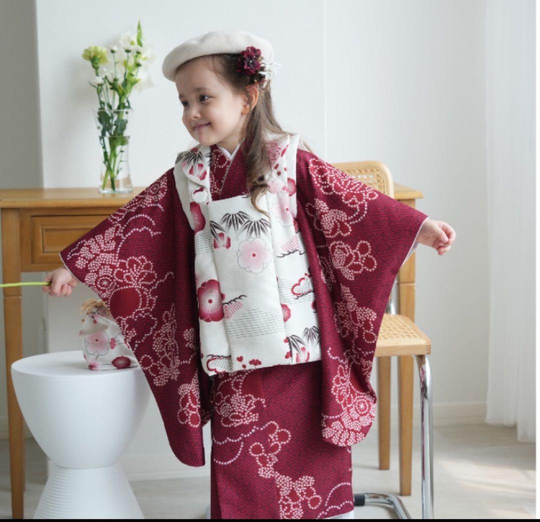 新品同様✨超美品✨七五三 3歳 女の子 着物　被布セット【ひよこ商店】