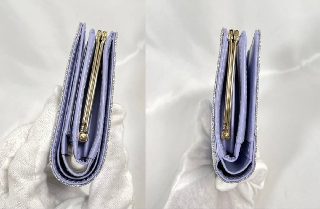 未使用 ANNA SUI アナスイ 二つ折り財布 がま口 パピヨン 蝶 エナメル