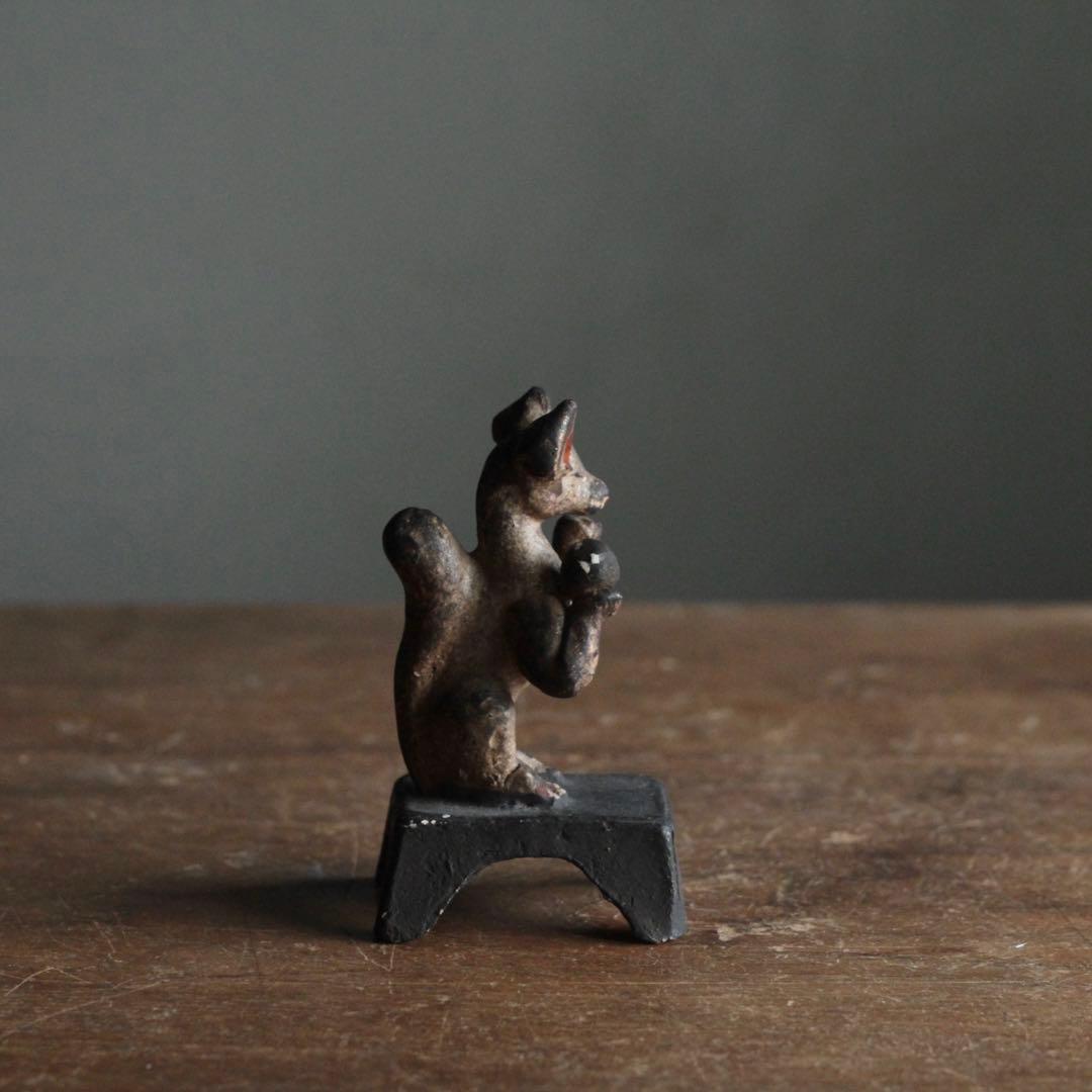 古い 土人形 お稲荷さん No.2 古道具 アンティーク オブジェ 狐