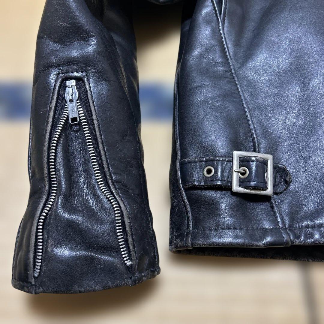 Schott ブラック シングルライダースジャケット38 ライナー付　642