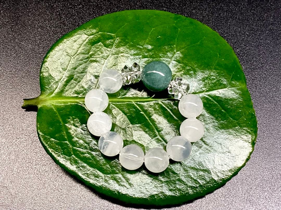 ✳糸魚川翡翠青緑入りコン沢＊乙女鉱山白水晶＊奈留島水晶20面カット玉のリング本物