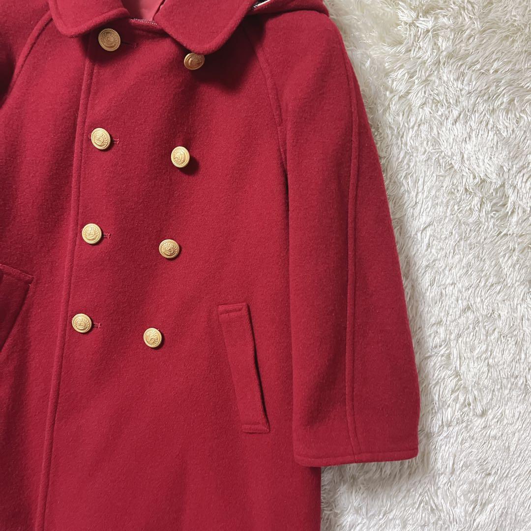 バーバリーロンドン　ウールコート　金ボタン　赤　100A