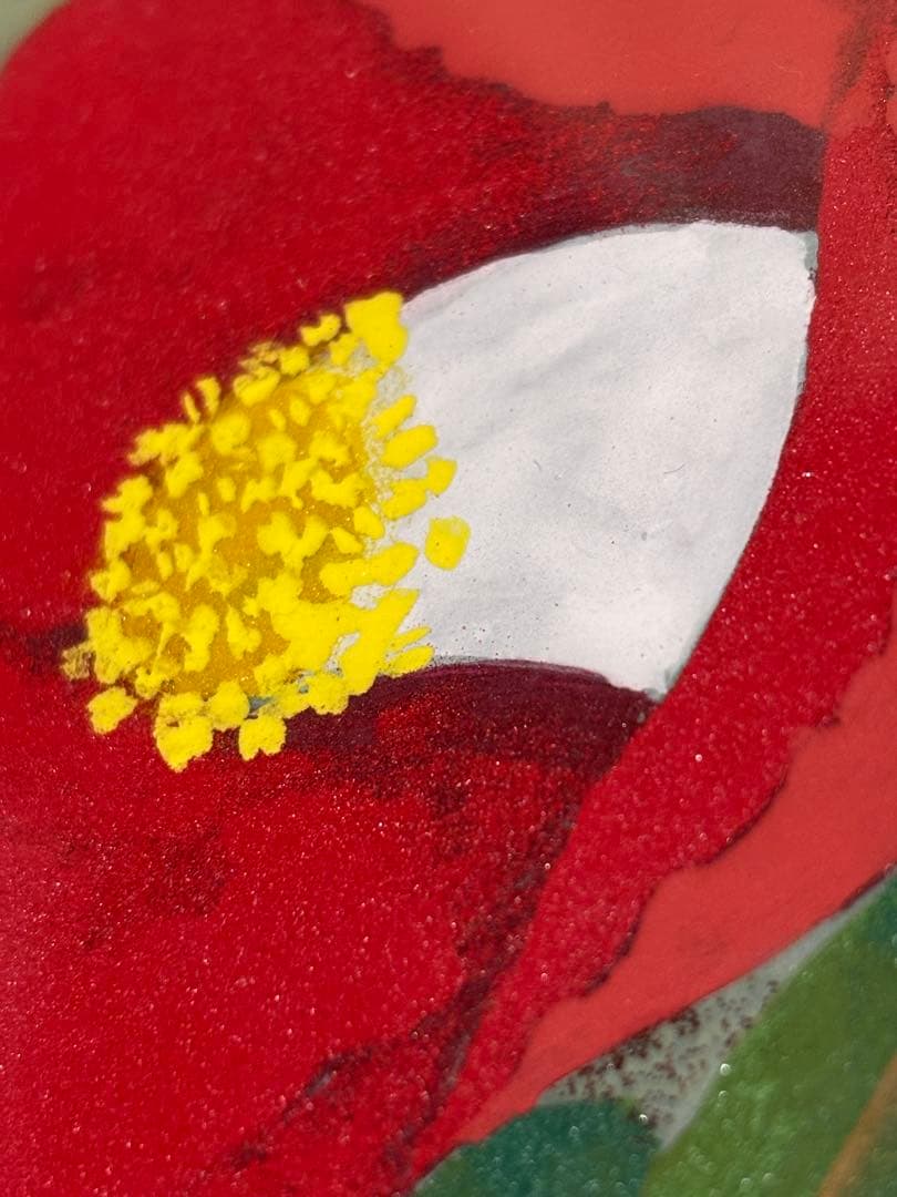 太尾芳生（ふとお　よしお）　紅椿　日本画　額入り　美品　希少品