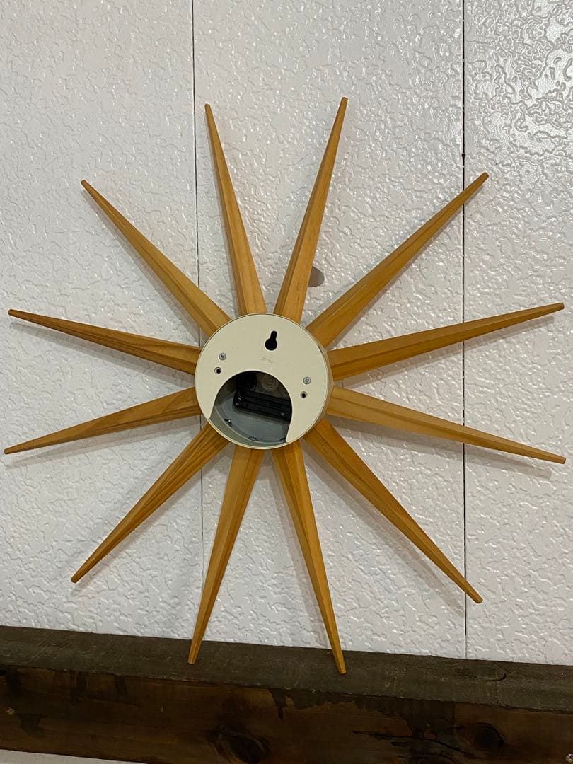 ②⭐️【全国送料無料】ビンテージ　ミッドセンチュリー　サンバースト クロック　時計