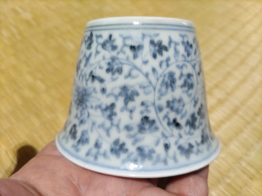 古伊万里　総花唐草　蕎麦猪口・向付　富貴長春銘　美品！