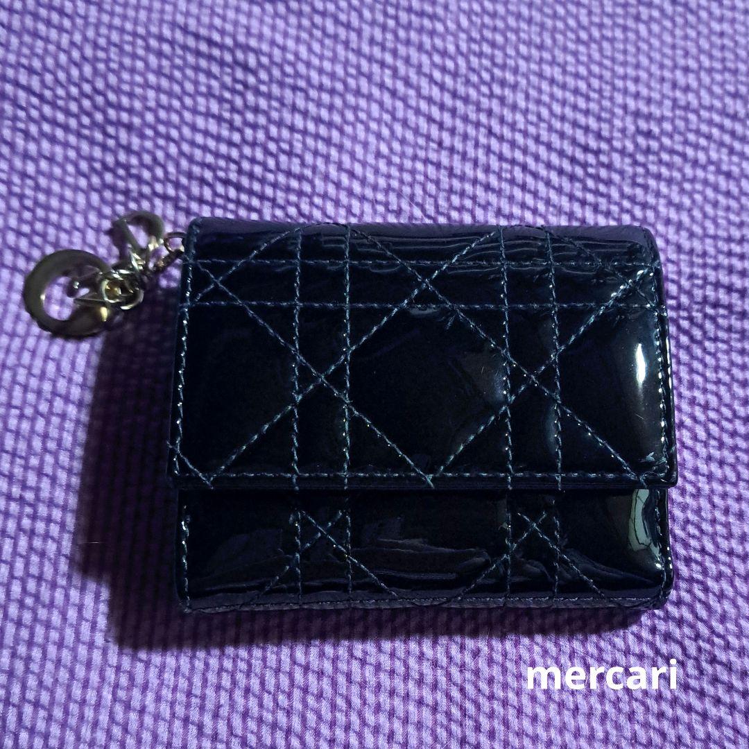( 最終価格 )ディオール ロータスウォレット エナメル カナージュ ブラック