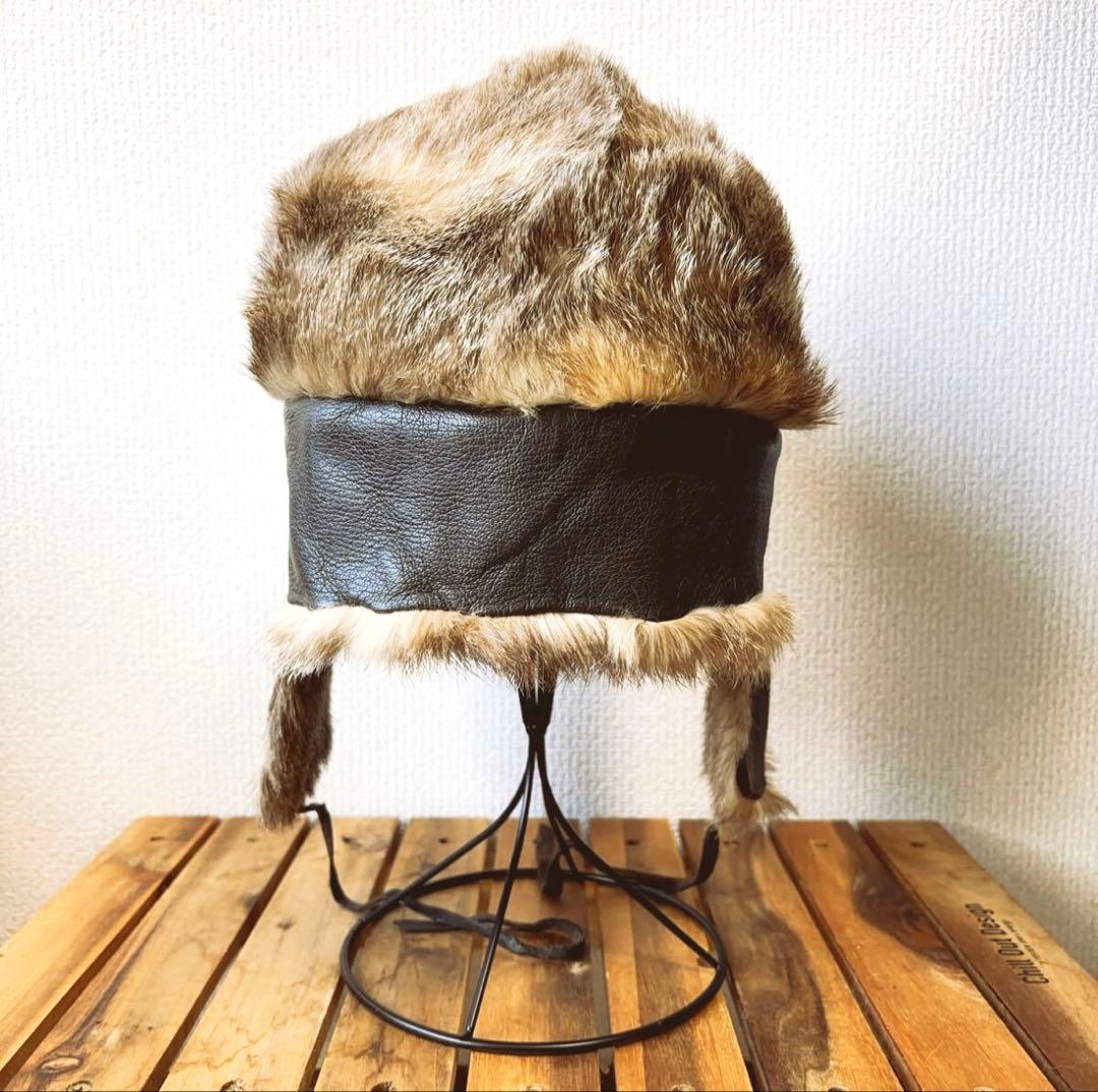 y*y様 Vintage リアルファー レザー フライト キャップ 帽子 ボンバ