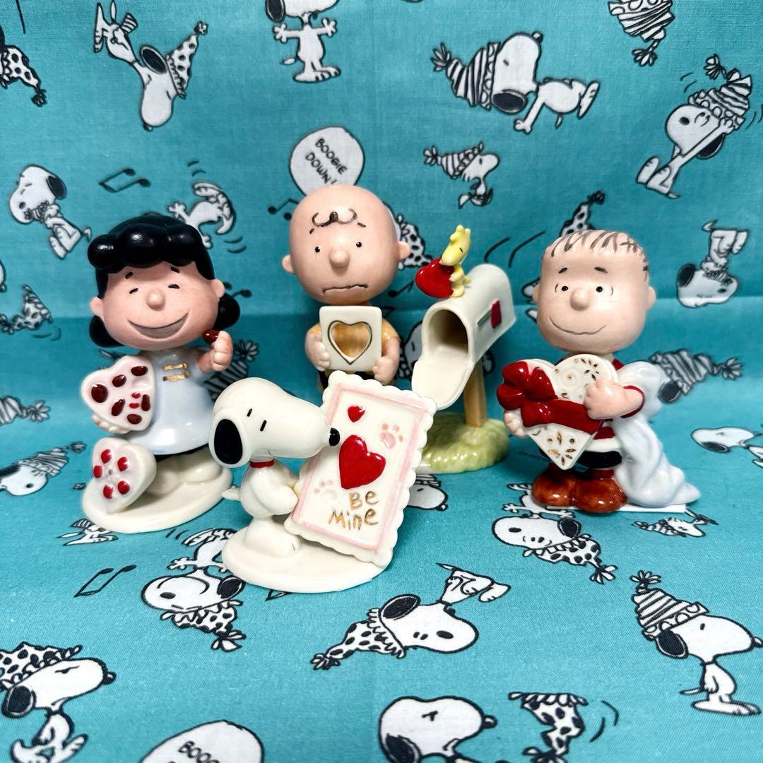 スヌーピー LENOX 陶器 海外 置物 バレンタイン 4点セット