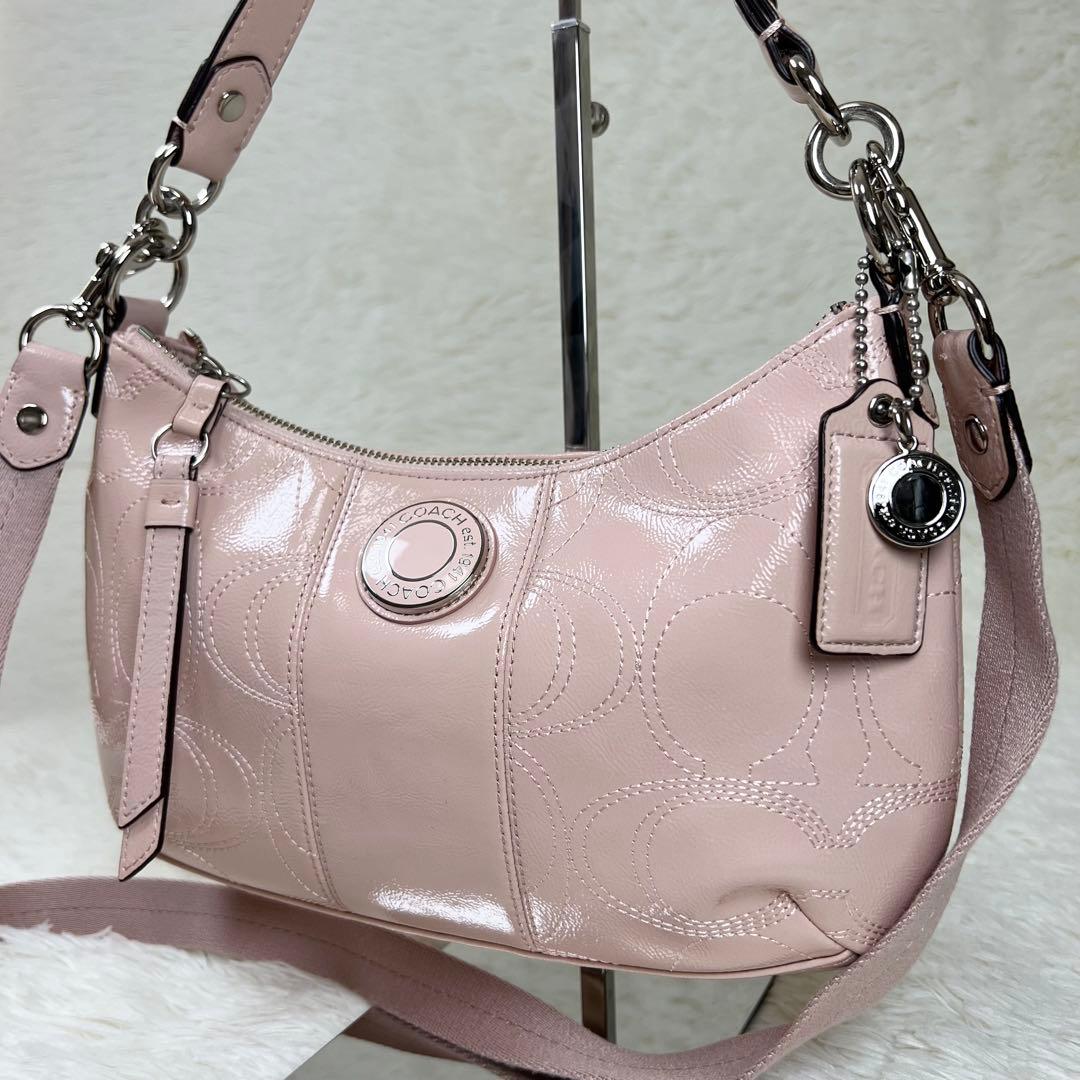 コーチ ワンショルダー アクセサリーポーチ シグネチャー 2way ピンク