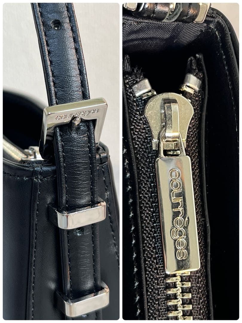 Courreges アクセサリーポーチ ハンドバッグ レザー 本革