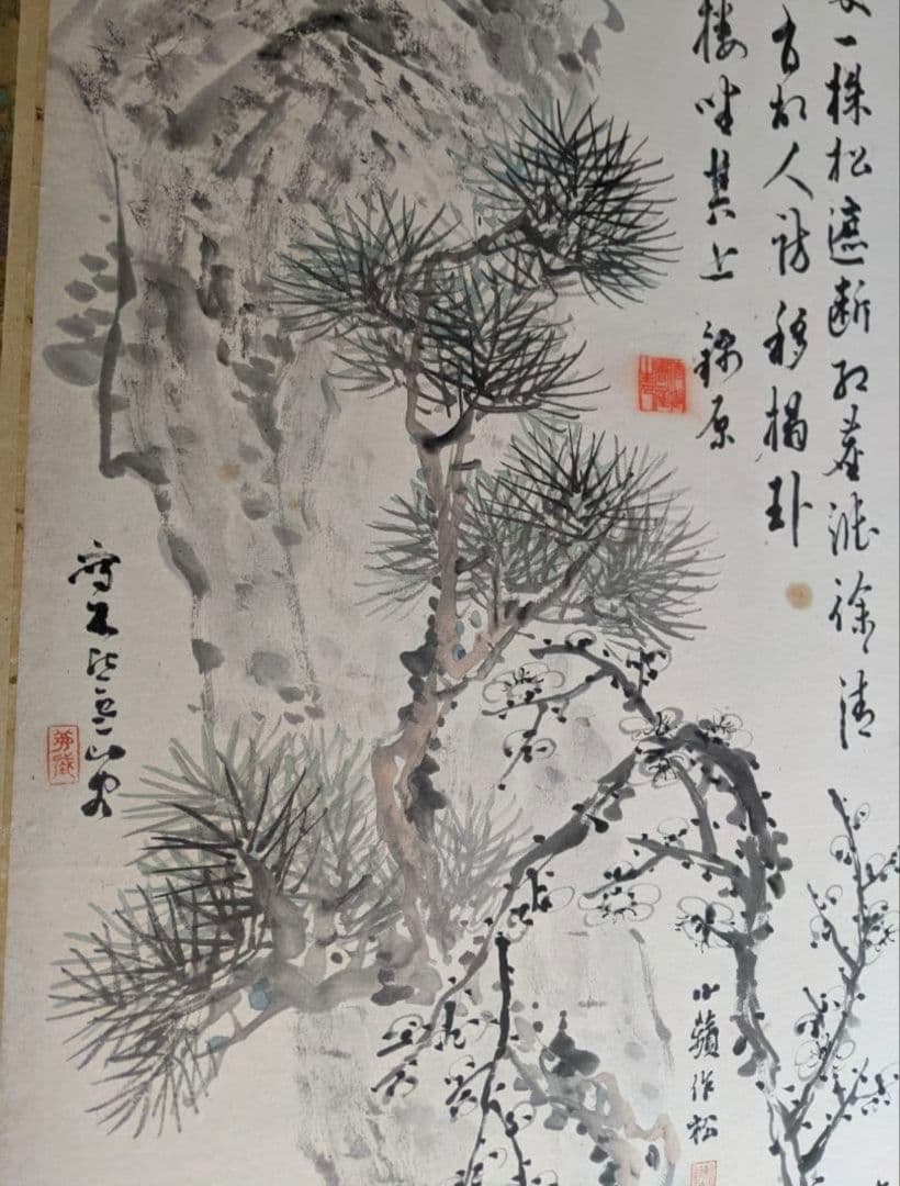 雪渓など/六曲屏風と木箱セット/明治期書画家の合作/希少骨董古美術vintage