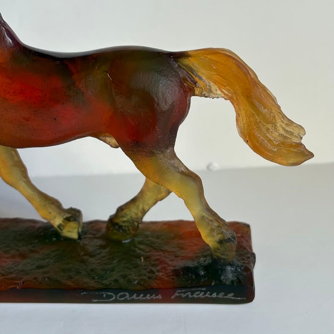 美品 Daum France ドームフランス クリスタルガラス 馬 置物 箱付き