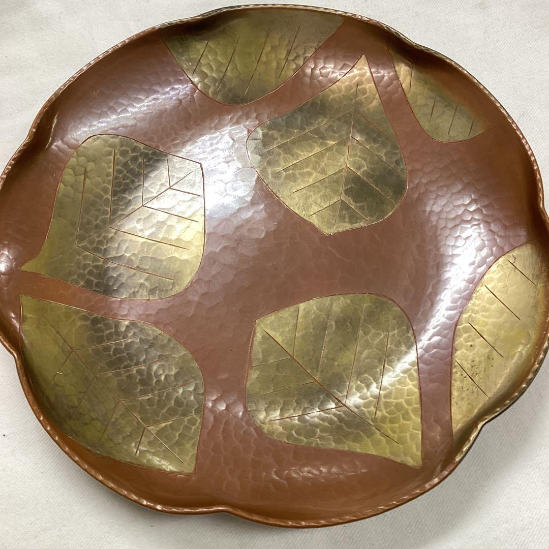 S5 玉川堂　鎚起銅器　桑紋　菓子皿　直径21.5cm