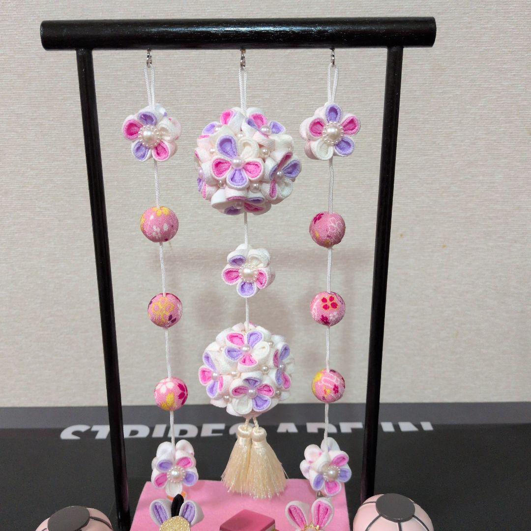 つまみ細工 吊るし飾りと雛飾りセット　 雛壇 　ピンク