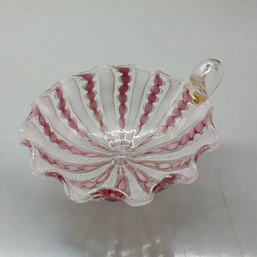 MURANO ムラノ 金彩 ピンク リボン レース デザート カップ