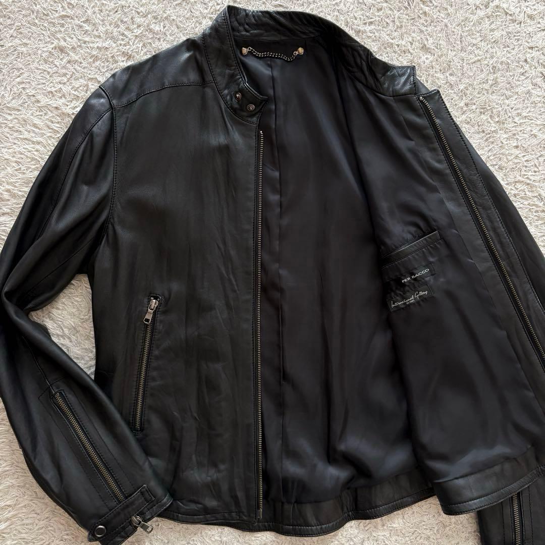 ★羊革 Lサイズ★ BEAMS × PER BACCO ライダース ダブルジップ