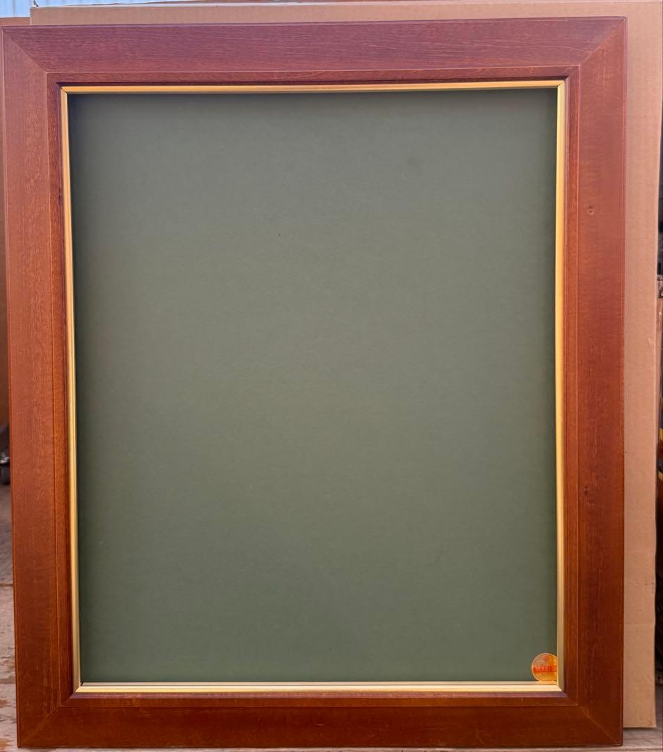 F15サイズブラウン木製油彩額縁 一回のみ使用前面ガラス＆供箱付き1/27倉庫①