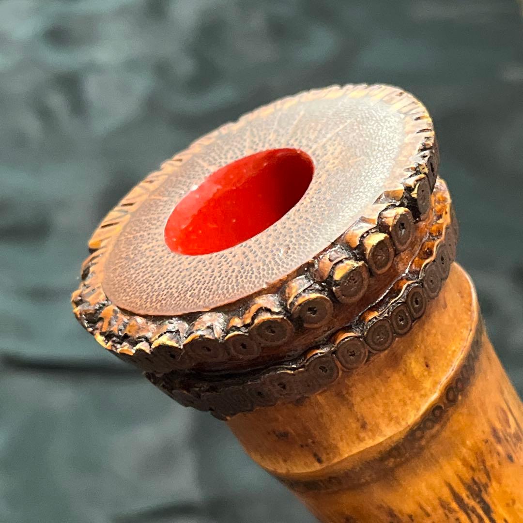 尺八 都山流 在銘 ２印 一尺五寸管 中継ぎ 籐巻き 銀一線 【音出し確認済み】