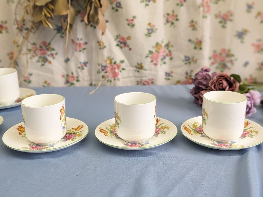 シェリー窯 shelley ティーカップ＆ソーサー ５客 美品 英アンティーク