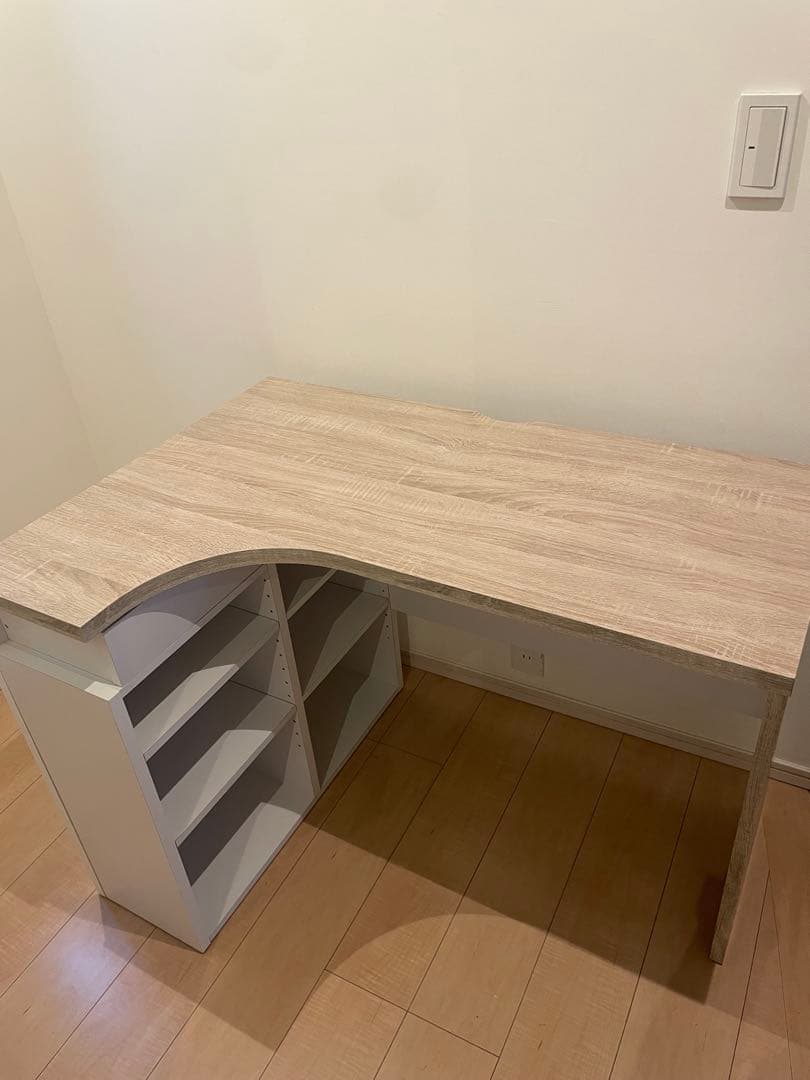 【美品】LOWYA L字型デスク　100㎝収納棚付き