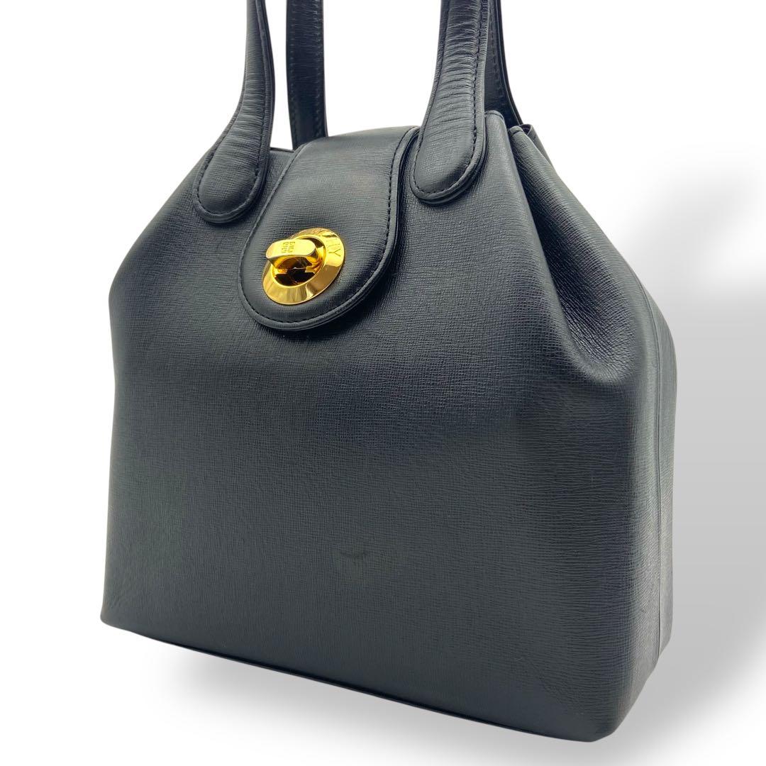 ジバンシー ハンドバッグ 腕掛け レザー 黒 ブラック 金具ロゴ ターンロック