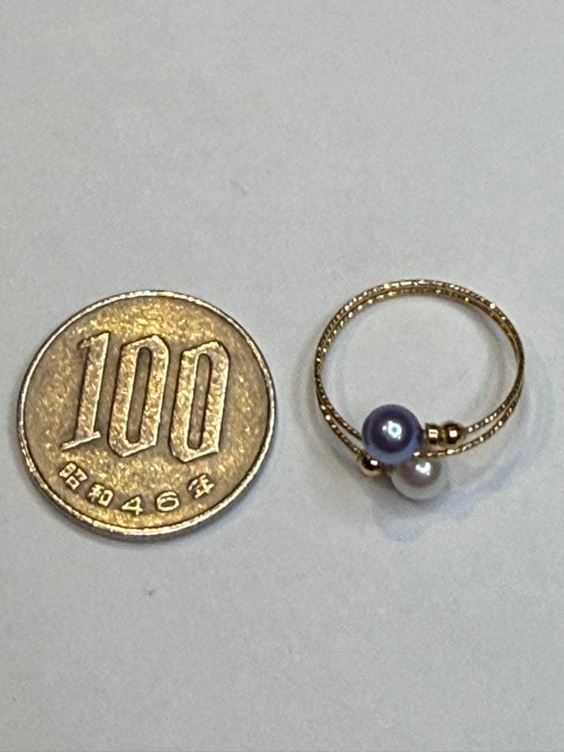 あこやパール　ラベンダーandホワイト　k18フリーリング