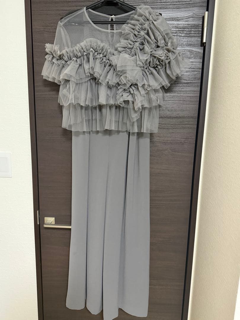richan　【Mystrada】フリル付きグレーオフショルダーワンピース