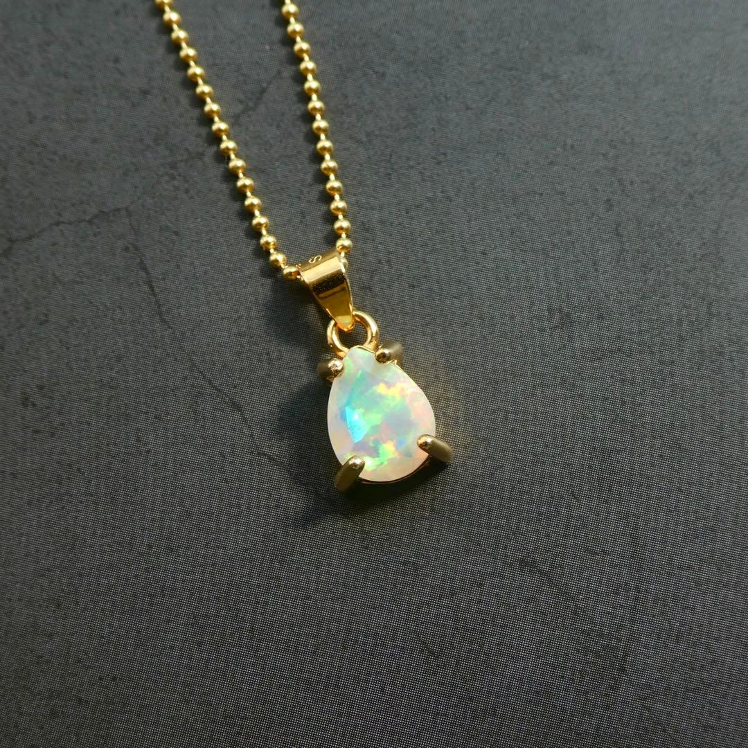 【虹入り】2)宝石質AAAオパールのシンプルネックレス