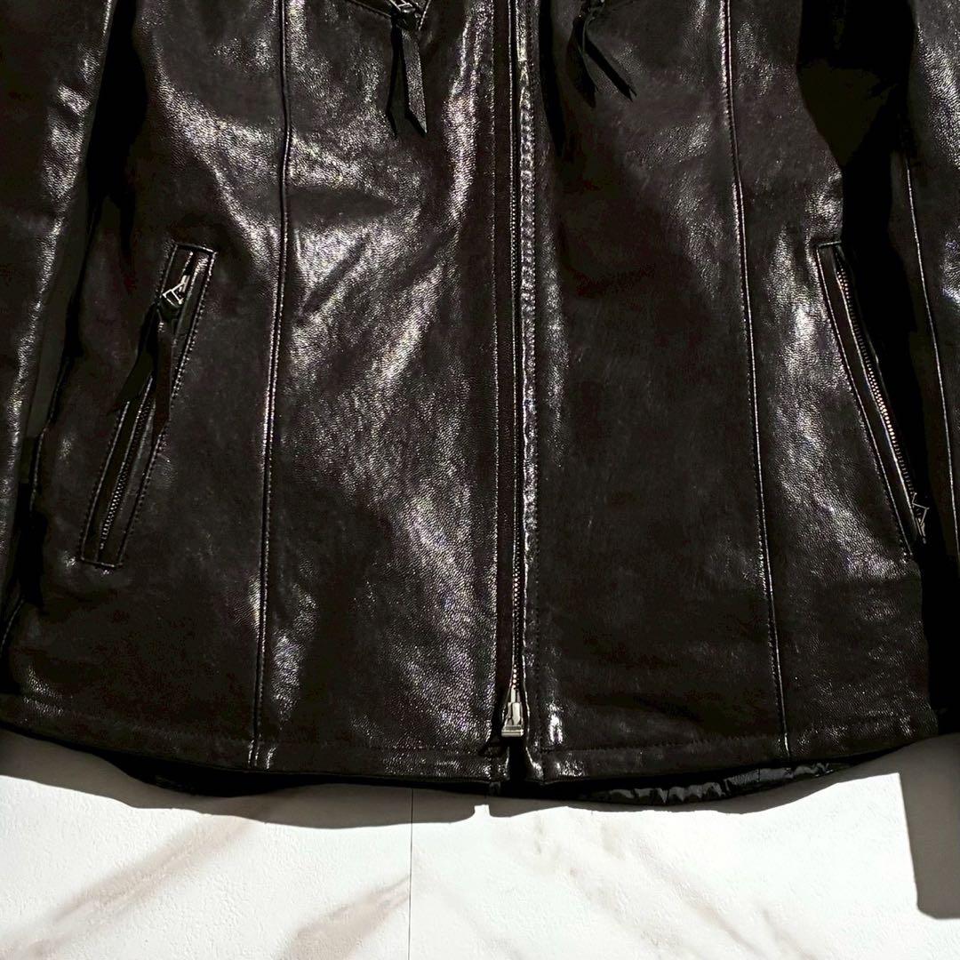 美品 マックスフリッツ ゴートレザー シングルライダースジャケット L 【182