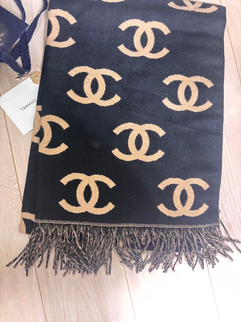CHANEL マフラー ノベルティ品 黒 ベージュ