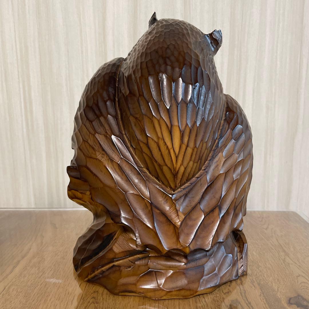 木製フクロウの置物 約33cm