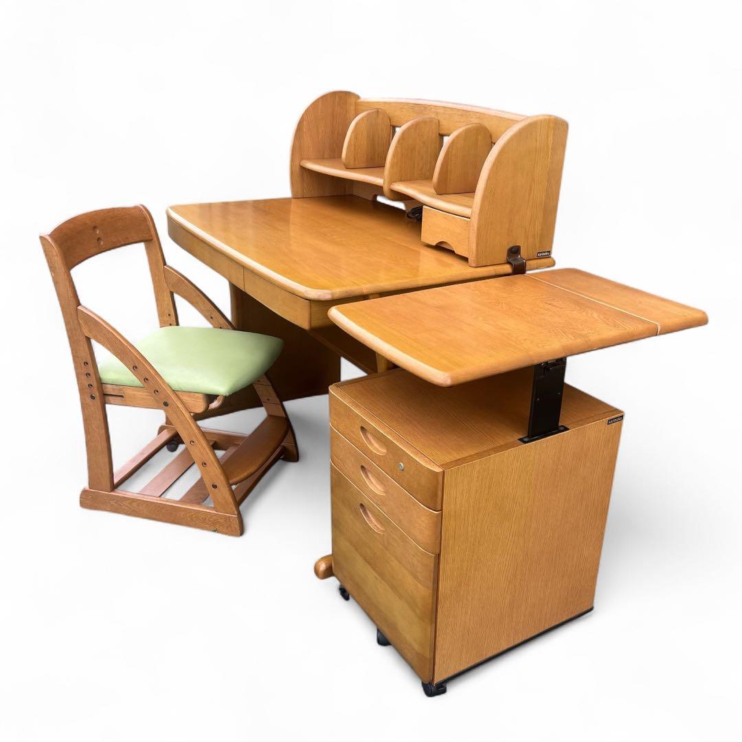 カリモク 学習家具セット② デスクワゴン 昇降式 バタフライ拡張天板販売ページ