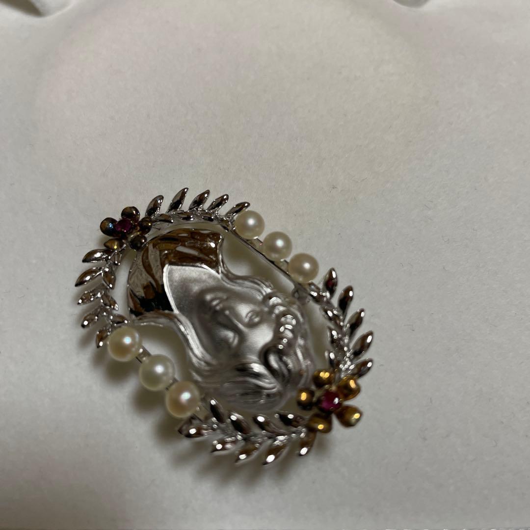 パール ブローチSILVER k18